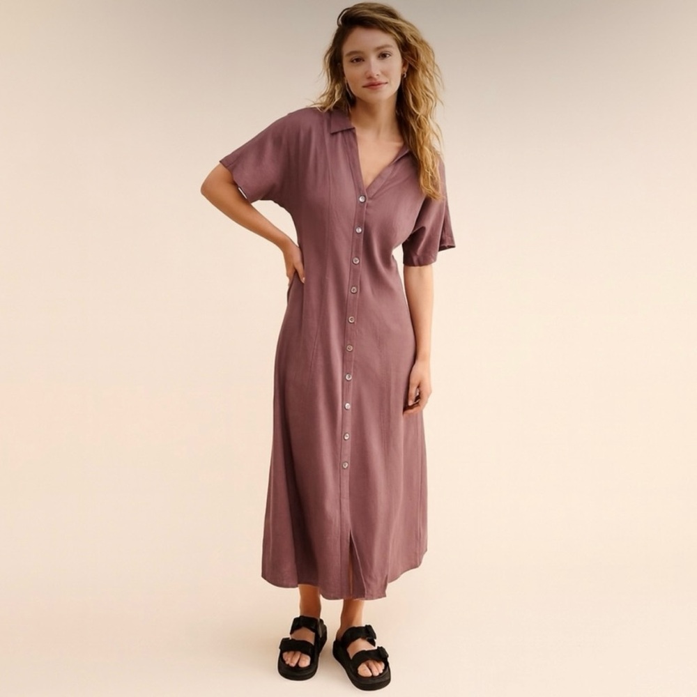 Madewell Mauve Midi Button-Down Dress